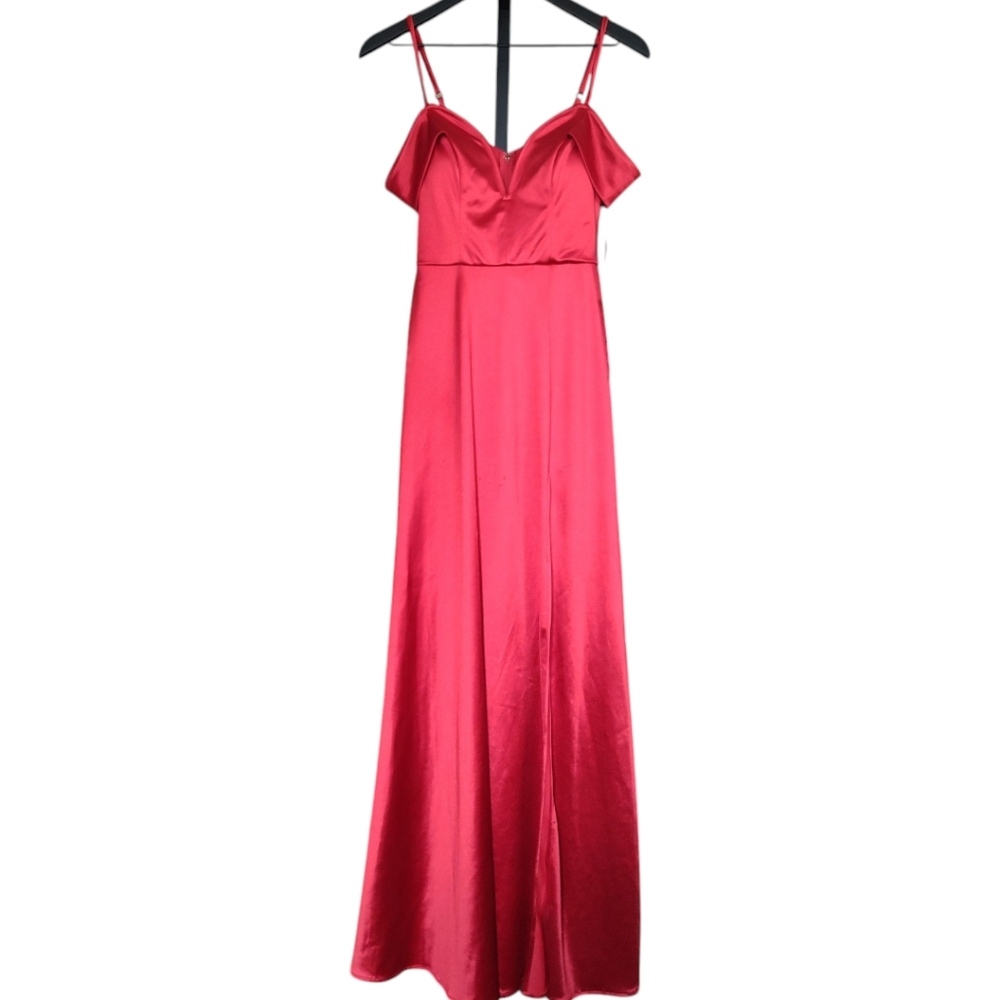 City Studio Women's Red Formal Dress Off-shoulder Juniors So 1